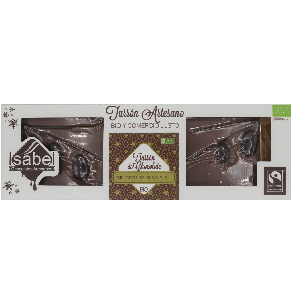 Turrón artesano - trufa de chocolate 73% cacao y aceite de oliva virgen extra 200gr. Bio. (Alcorisa, Teruel)