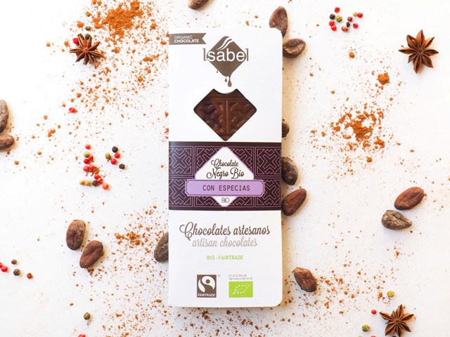 Tableta chocolate negro con especias 80gr Bio (Alcorisa, Teruel)