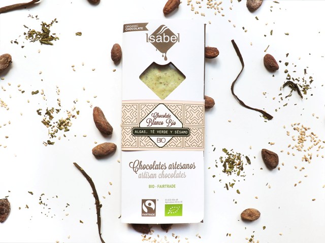 Tableta chocolate BLANCO con ALGAS, TÉ VERDE y SÉSAMO. Bio (Alcorisa, Teruel)