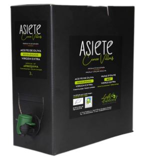 Aceite de Oliva Virgen Extra ASIETE monovarietal Arbequina Bag in Box 3 L. Bio (Rivas, Zaragoza)